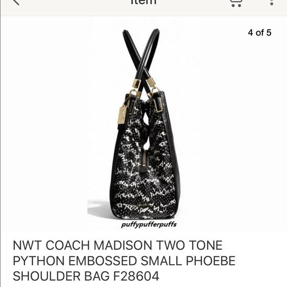 Coach black Python phoebe handbag - Picture 2 of 7